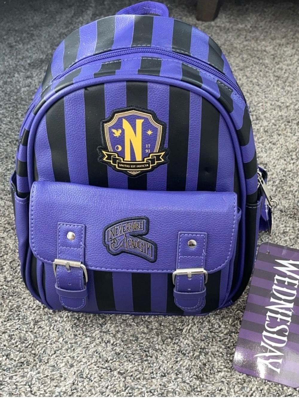 Nevermore Academy Purple & Black Striped Mini Backpack